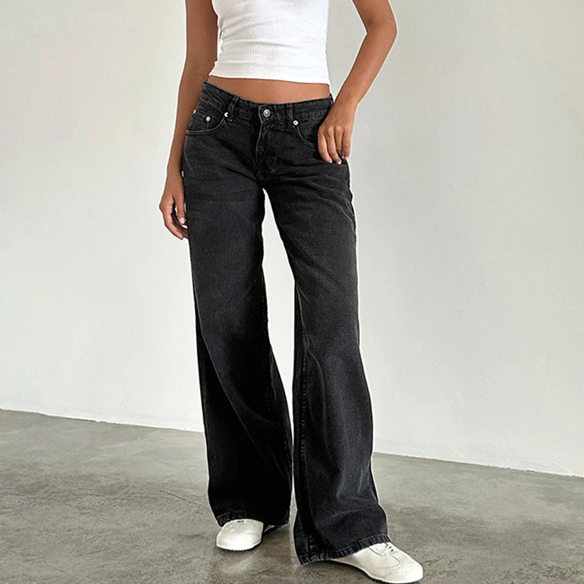 Jeans Boyfriend Donna Vita Alta con Tasche – Stile Y2K - dettaglio prodotto