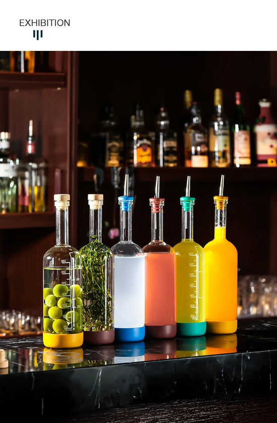 Bottiglia per Licuori in Vetro 800 ml con Scala Graduata per Cocktail e Cucina