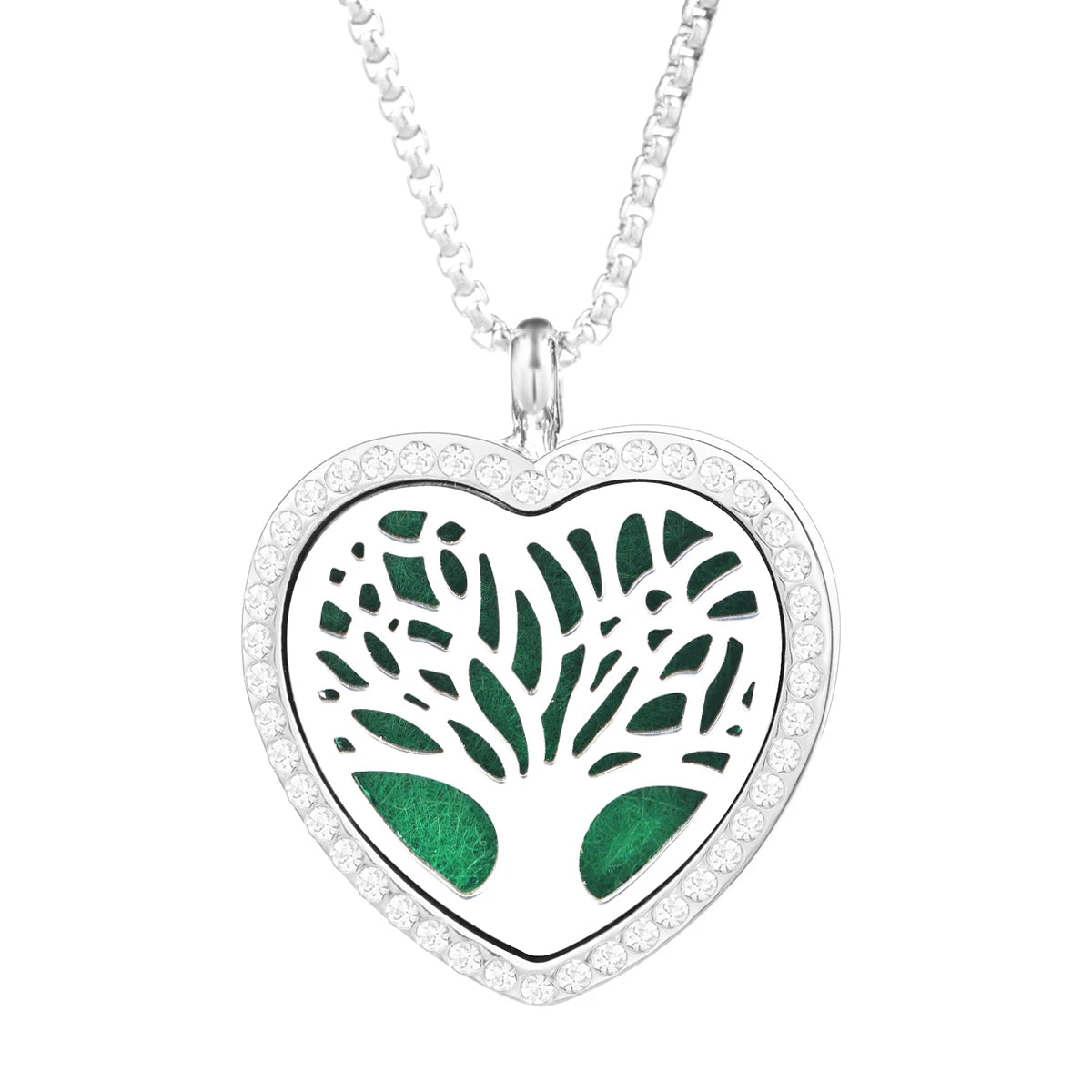 Collana Diffusore a Cuore con Strass in Acciaio Inox – Ciondolo Aromaterapia per Profumi e Oli Essenziali