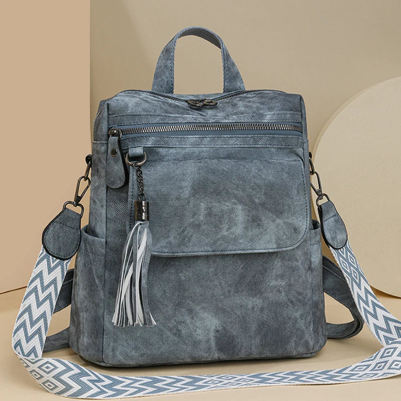 Zaino donna grande capacità in pelle simil-cuoio – daypack fashion da viaggio e scuola, backpack solid colour per ragazze