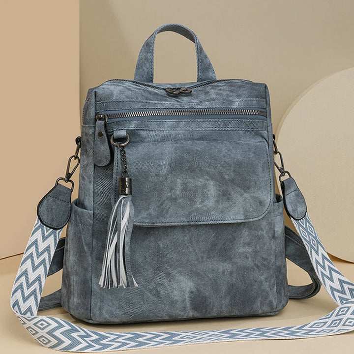 Zaino donna grande capacità in pelle simil-cuoio – daypack fashion da viaggio e scuola, backpack solid colour per ragazze