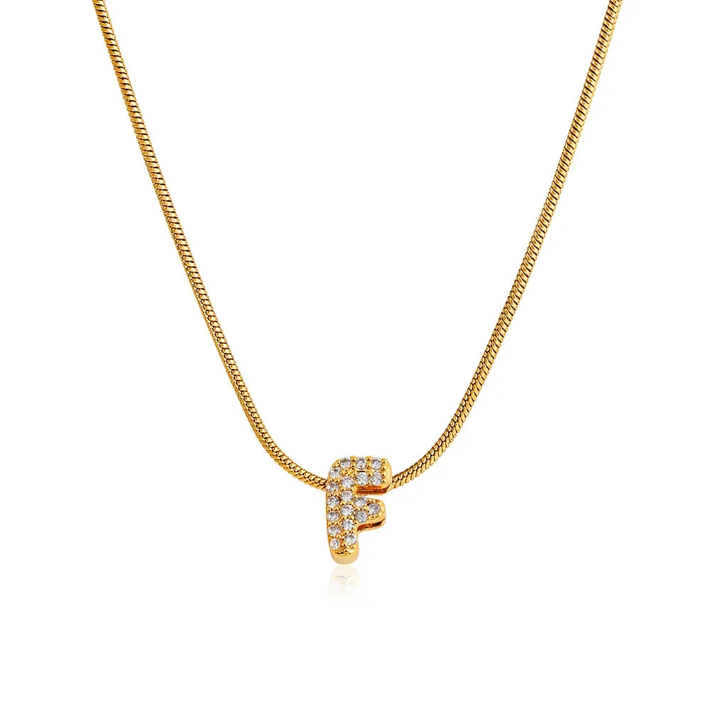 Collana iniziale personalizzabile A–Z con pavé di zirconi – acciaio, elegante