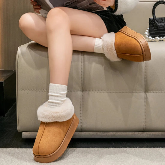 Stivaletti invernali da donna con pelliccia sintetica – Caldi e comodi per l'uso indoor