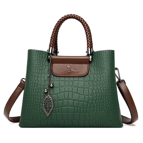 Borsa a tracolla donna con tasche e scomparti - Verde