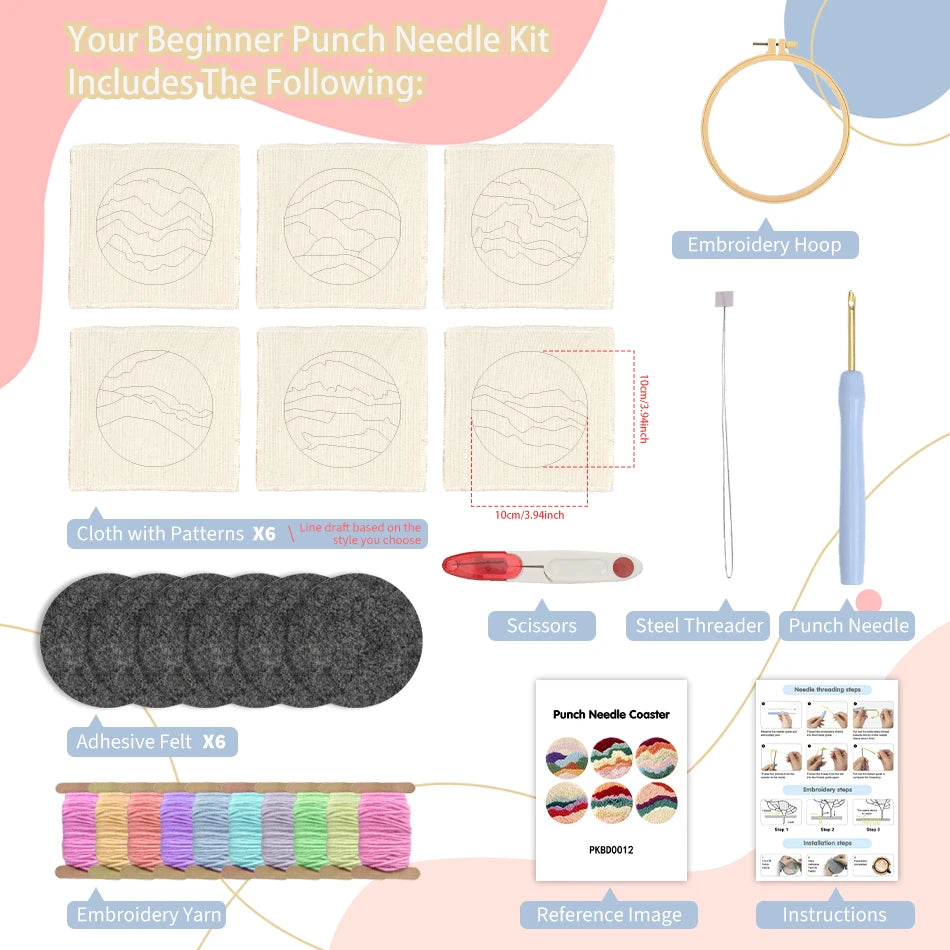 Kit Punch Needle Sottobicchieri Gatti – Set DIY Creativo per Principianti