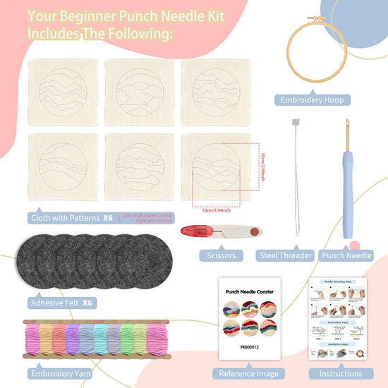Kit Punch Needle Sottobicchieri Gatti – Set DIY Creativo per Principianti