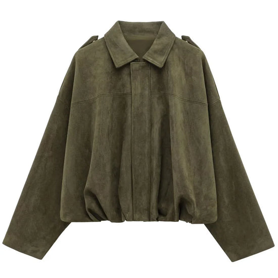 Giacca Bomber Donna con Zip, Collo a Revers e Maniche Lunghe – Giubbotto Corto Stile High Street 2025 per Autunno/Inverno
