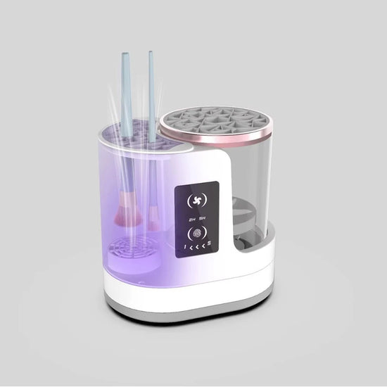 Pulitore Elettrico 3 in 1 per Pennelli Trucco – Lava, Asciuga e Organizza