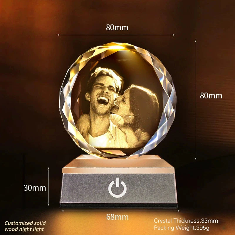 Cristallo Rotondo Personalizzato con Foto e Incisione – Ricordo Elegante per Anniversario e Matrimonio