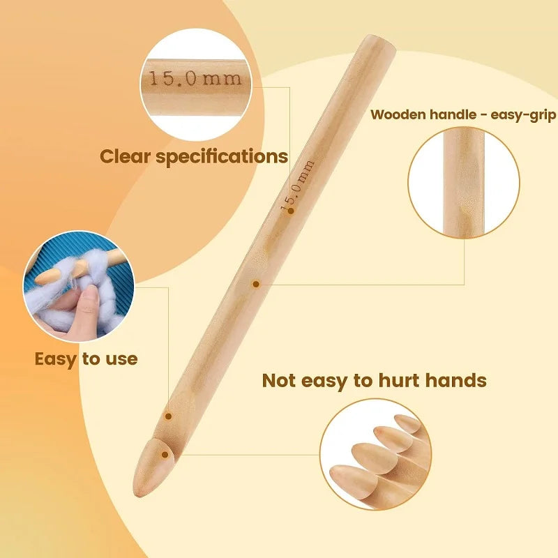 Uncinetti in legno 16 pezzi 3-30 mm + 10 segna punti – Kit completo per crochet, ideale per principianti e appassionate DIY