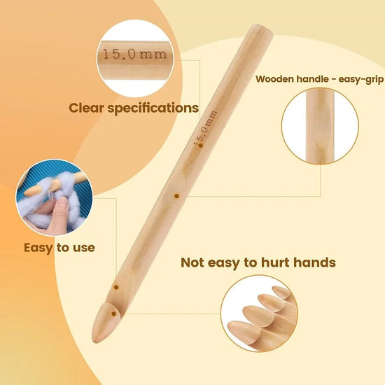 Uncinetti in legno 16 pezzi 3-30 mm + 10 segna punti – Kit completo per crochet, ideale per principianti e appassionate DIY