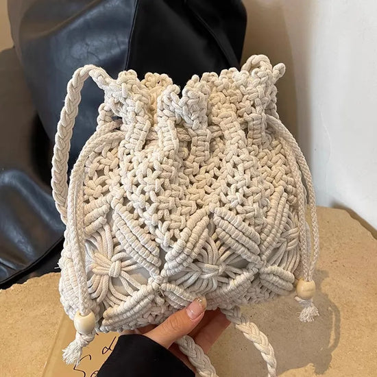 Borsa Donna Effetto Paglia Intrecciata – Secchiello Estivo a Tracolla