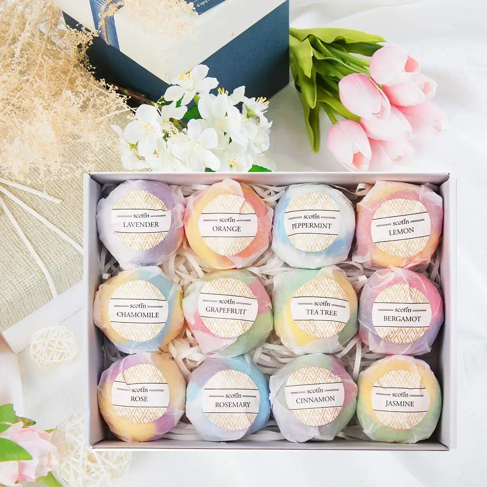 Bombe da Bagno Naturali 12 Pezzi – Set Spa Relax Handmade Regalo Donna