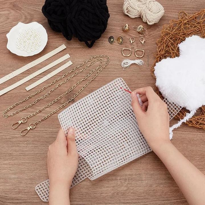 Kit rete Fai-da-Te per Borse Intrecciate all’Uncinetto – Materiali per Borsa a Tracolla e a Spalla
