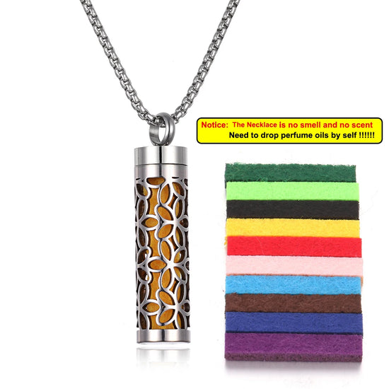 Collana diffusore profumo in acciaio – Aromaterapia wearable argento con spugnetta interna