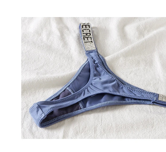 Perizoma sportivo donna con strass e scritta sexy – Intimo G-string vita alta in microfibra elasticizzata