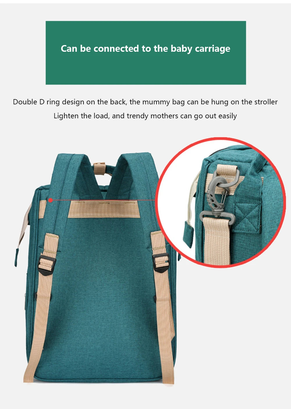 Zaino Fasciatoio Pieghevole 3 in 1 con Lettino Portatile – Borsa Mamma da Viaggio Leggera e Capiente