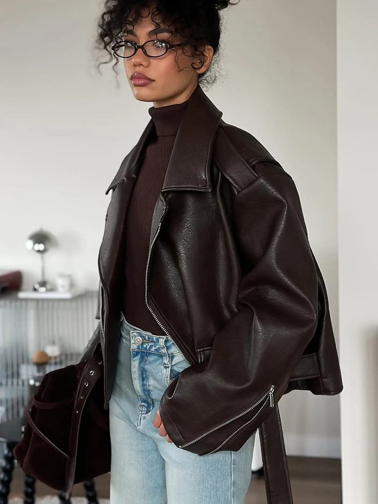 Giacca Donna Effetto Pelle Vintage con Zip - immagine 37