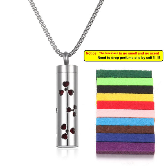 Collana diffusore profumo in acciaio – Aromaterapia wearable argento con spugnetta interna