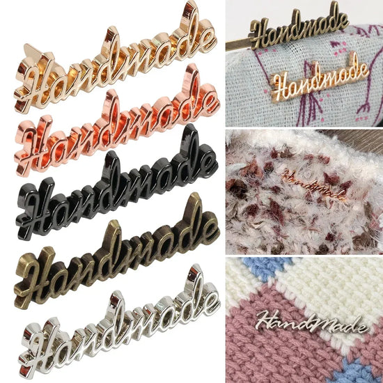 10Pcs Handmade etichette in metallo fatte a mano – Personalizzazione per abbigliamento, scarpe, borse e progetti