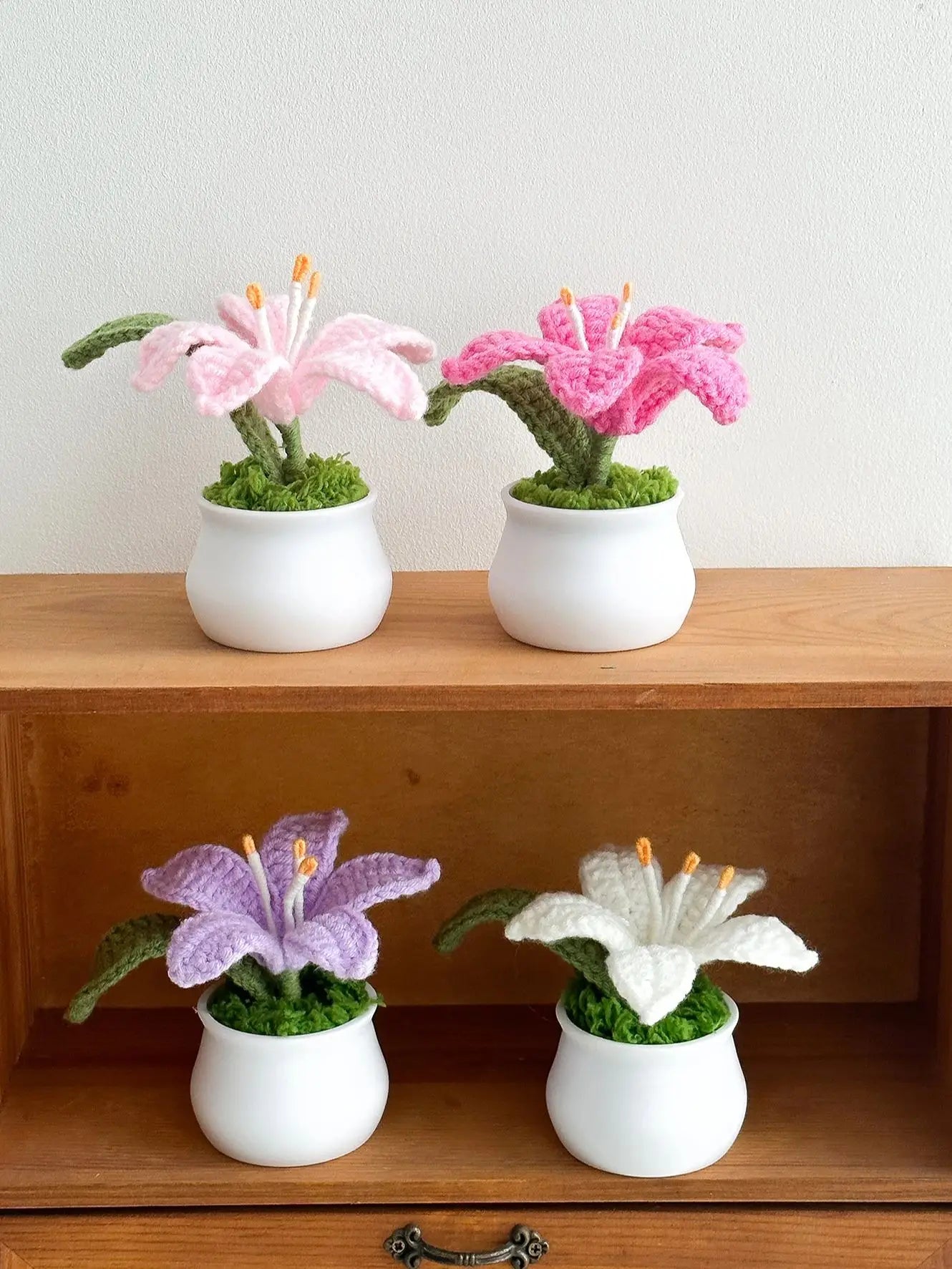 Fiori all’uncinetto fatti a mano in vaso – bouquet artigianale decorazione senza appassire