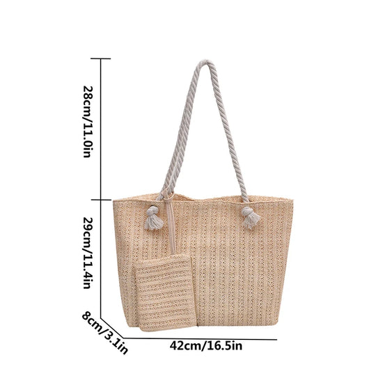 Borsa Tote Donna in Paglia Grande Capacità – Stile Boho Estivo