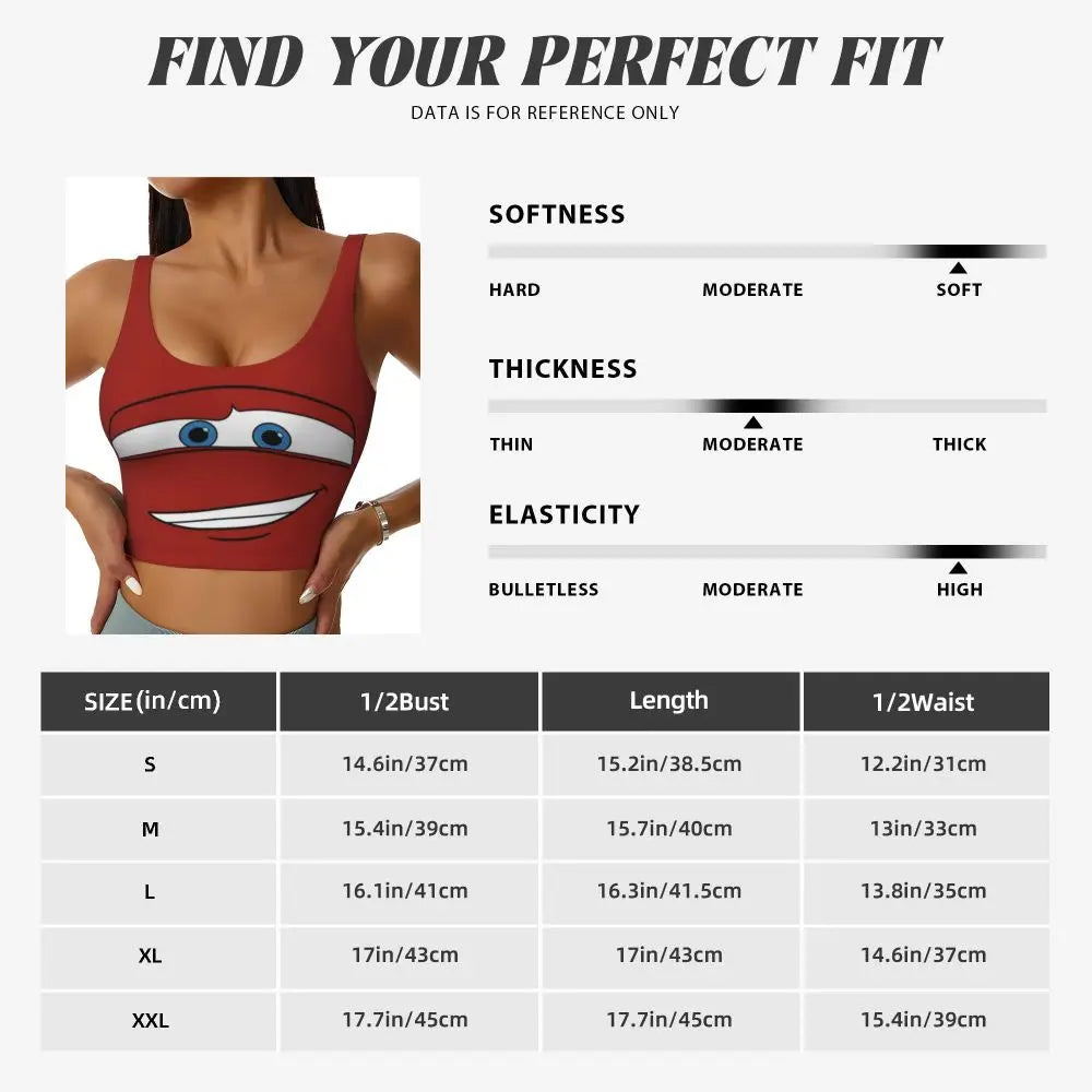 Maglia cars SaettaMcQueen Donna | Cartoon Fitness Crop Top Cars