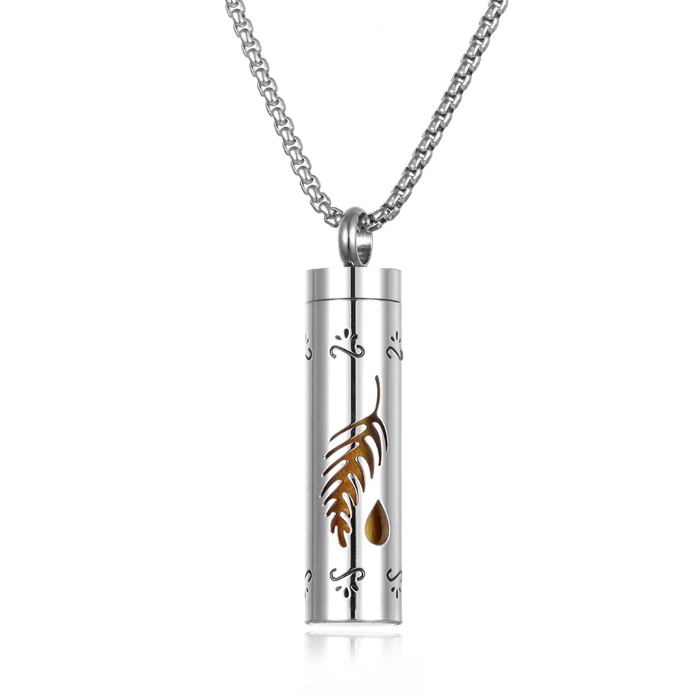 Collana diffusore profumo in acciaio – Aromaterapia wearable argento con spugnetta interna