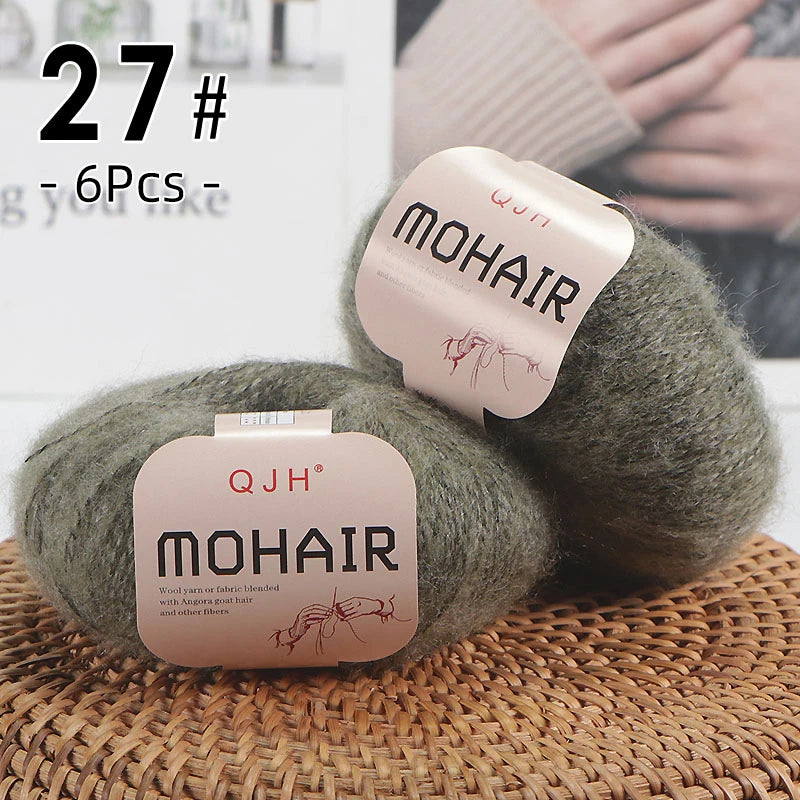 Set 6 gomitoli filato mohair morbido – lana angora effetto fluffy per maglioni, sciarpe, shawl fai-da-te
