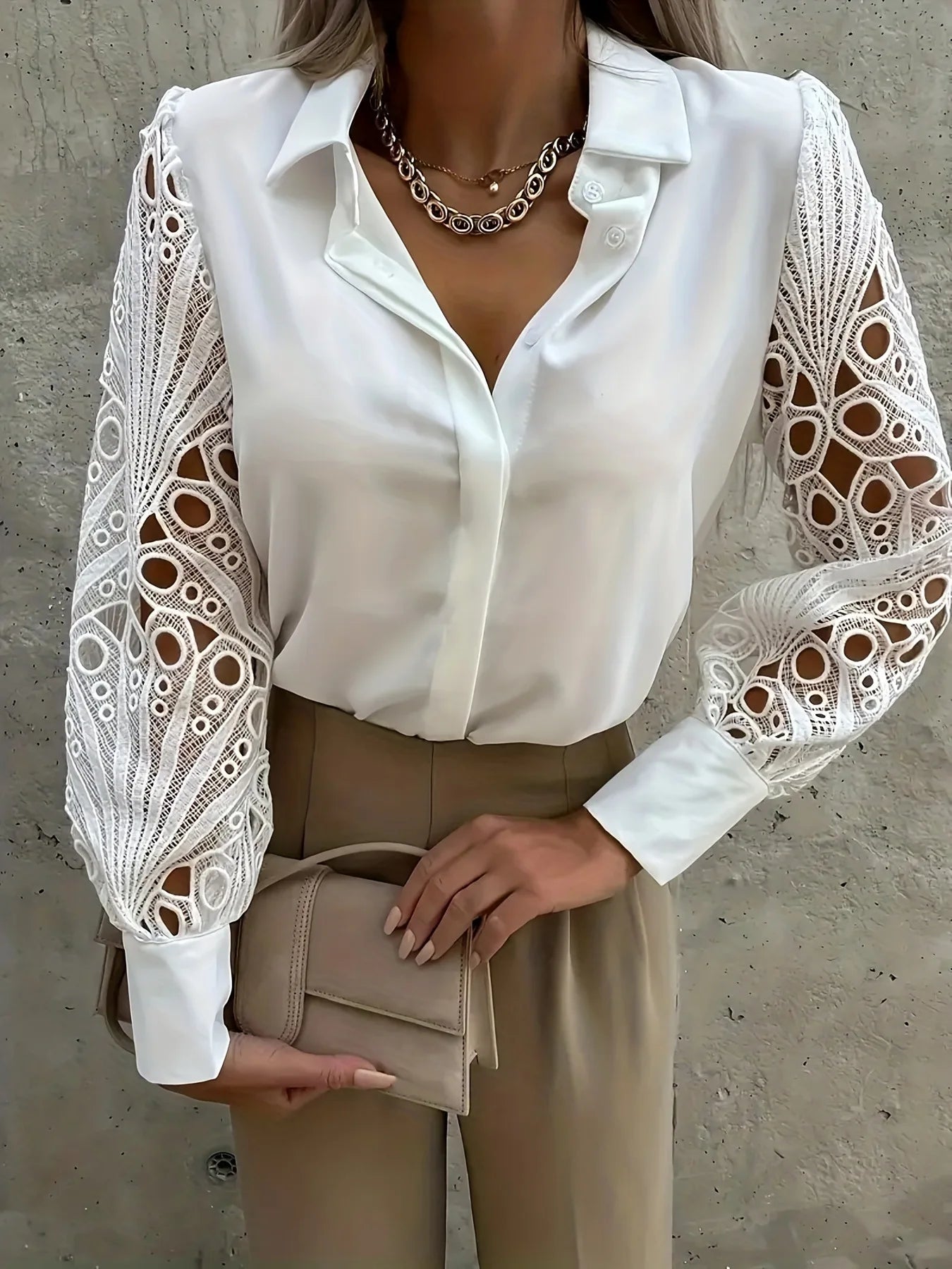 Blusa Elegante Donna in Chiffon con Scollo a V – Camicia Morbida Primavera Estate