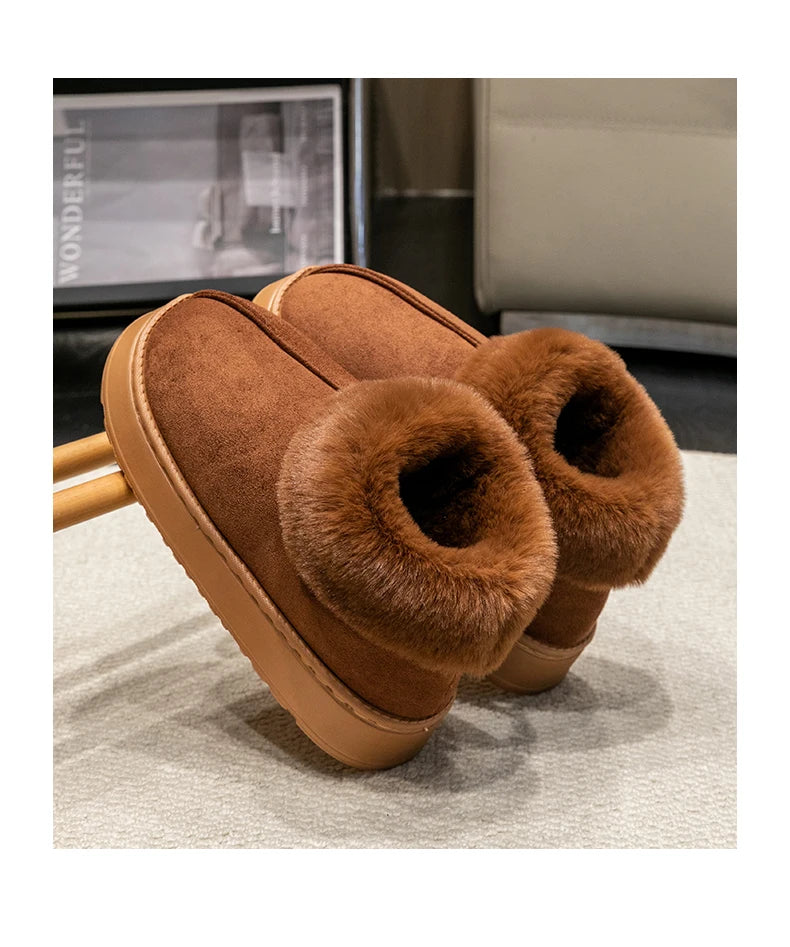 Snow boots donna 2025 – stivaletti fluffy in faux fur e suede, comodi indoor/outdoor, antiscivolo e super caldi