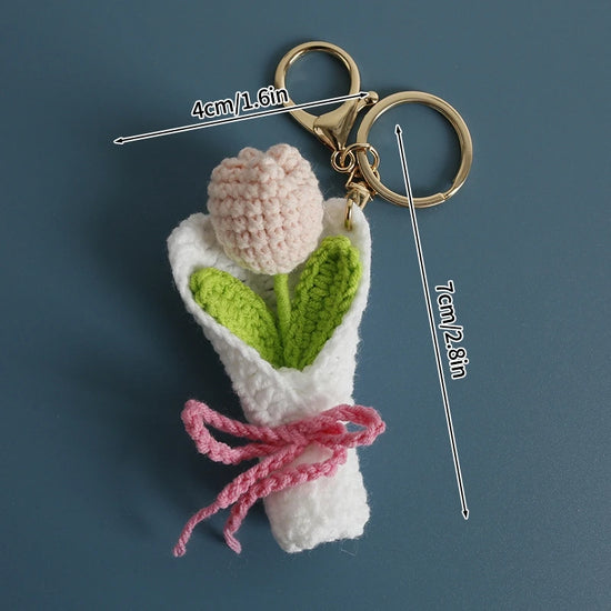 Portachiavi fiore all’uncinetto artigianale – charm amigurumi handmade per borse e chiavi