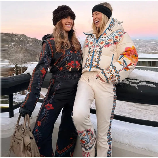 Tuta da neve donna con cappuccio, bianca o fantasia