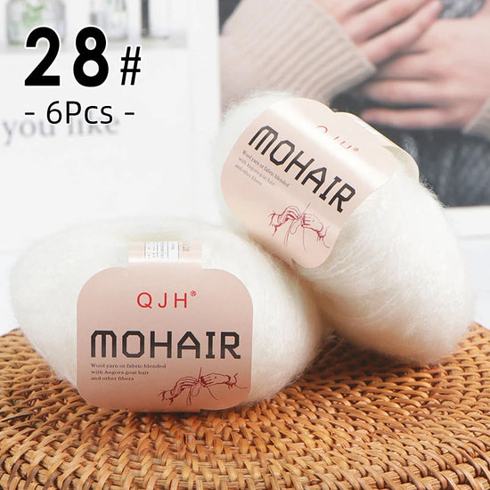 Set 6 gomitoli filato mohair morbido – lana angora effetto fluffy per maglioni, sciarpe, shawl fai-da-te