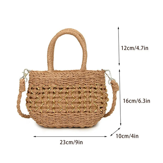 Borsa Piccola a Tracolla Donna in Paglia Intrecciata - Leggera e Trendy