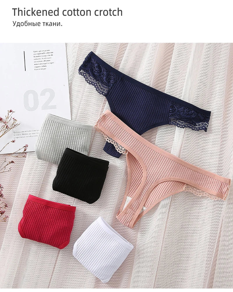 Set 3 pezzi G-string donna in cotone antibatterico – mutandine vita bassa traspiranti e asciugatura rapida, underwear comfort quotidiano
