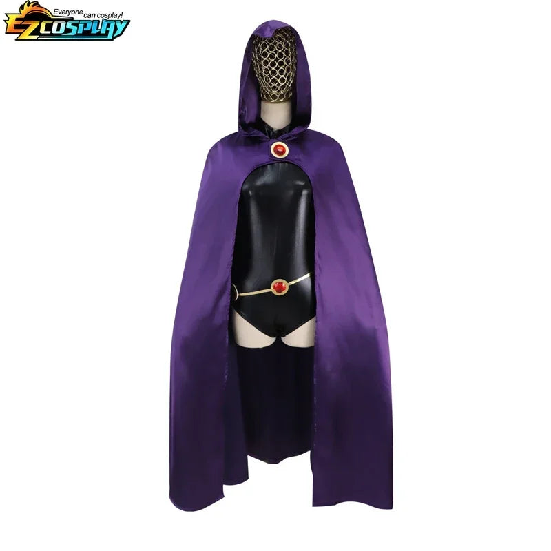 Costume Cosplay Raven Teen Titans da Donna – Bodysuit Completo con Mantello Viola