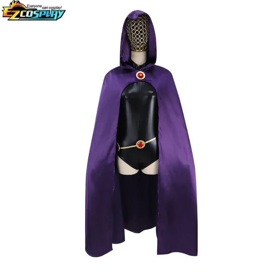 Costume Cosplay Raven Teen Titans da Donna – Bodysuit Completo con Mantello Viola