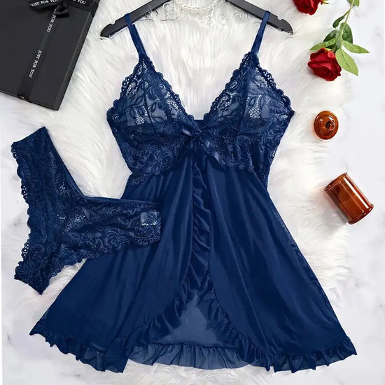 Completo lingerie plus size in pizzo con reggiseno, perizoma e vestaglia trasparente – Set elegante e romantico