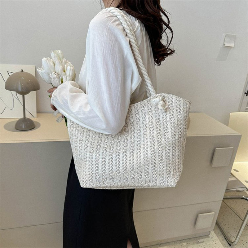 Borsa a Spalla Estiva in Paglia Intrecciata per Donna – Stile Boho Chic, Grande Capacità, Perfetta per Spiaggia e Vacanze