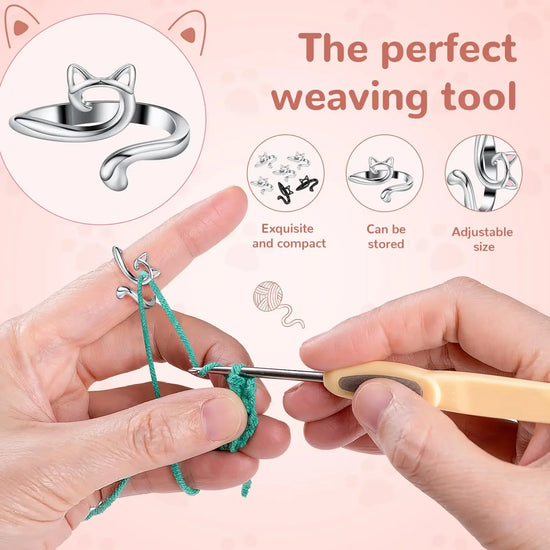 Set 2 ring guida filo regolabili per uncinetto/maglia – anello regolabile finger yarn guide / thimble per tensione costante