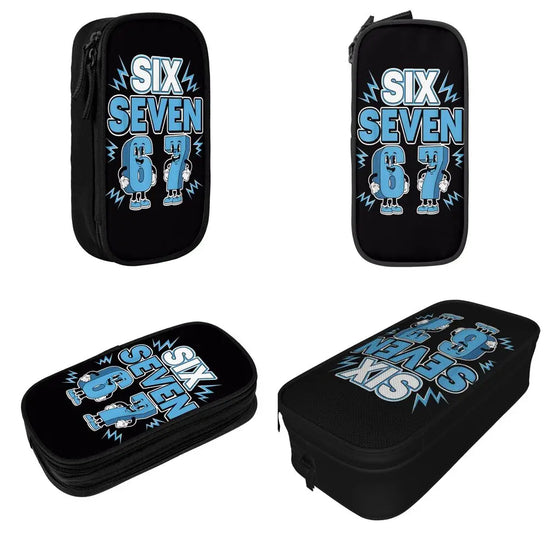 Meme 6 7 Six Seven Italian Steal A Brainrot 67 Pencil Case Canvas Pencil Box Child Vintage College School Pencil Cases Supplies