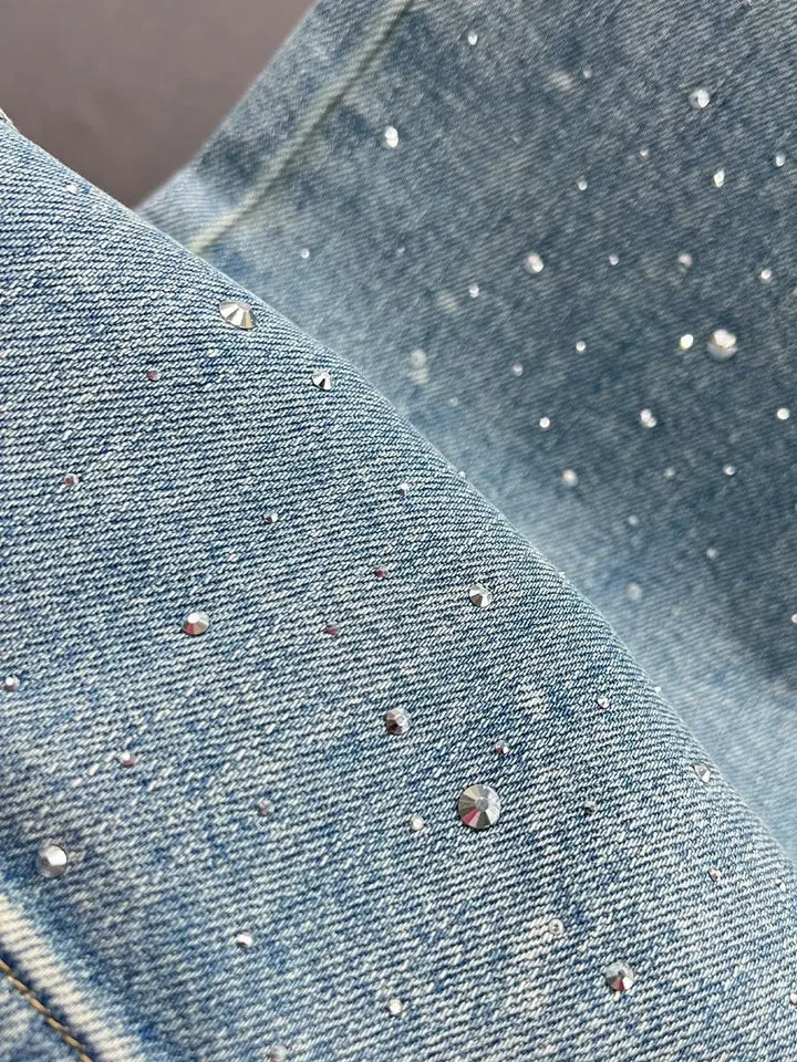 Jeans Donna Vita Alta con Ciondolo Brillante – Modello Gamba Dritta