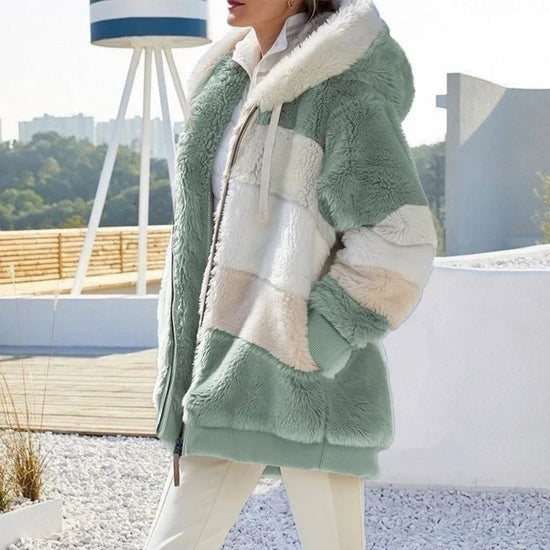 Oversized plush jacket donna con cappuccio – streetwear caldo e comodo per autunno/inverno 2025