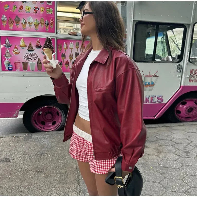 Giacca Donna in Similpelle con Zip e Colletto - immagine 29