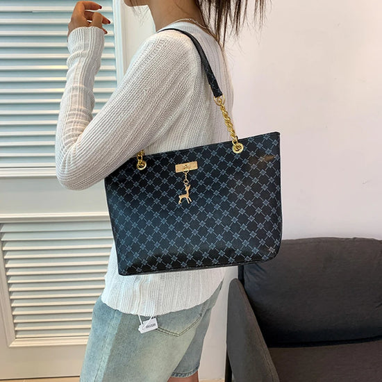 Borsa a mano in pelle morbida per presbiopia – Tote spaziosa con accessori pendenti, borsa a tracolla per donna