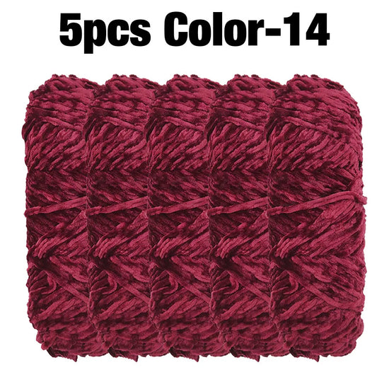 Set 5 rotoli filato ciniglia velluto 100 g – filo morbido e caldo per coperta, maglione, cuscini, DIY