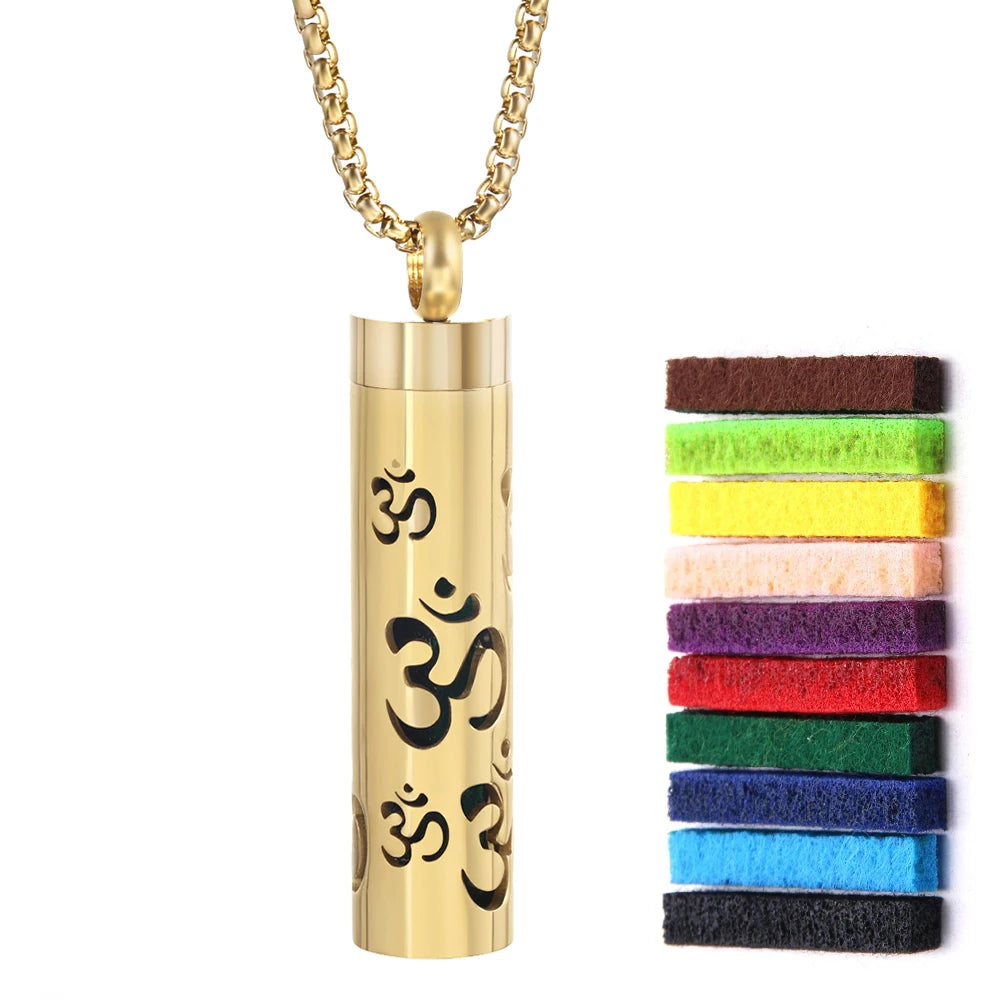 Collana dorata con diffusore per oli essenziali in acciaio inox – Gioiello aromaterapico profumato per donna