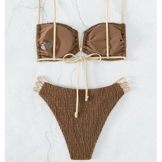 Bikini push-up sexy donna 2025 con laccetti e scollo profondo
