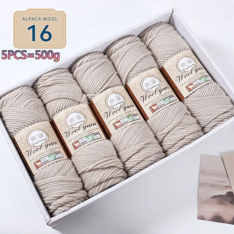 Set 5 gomitoli filato spesso alpaca 500 g – yarn grosso per maglioni, cappotti e crafting inverno